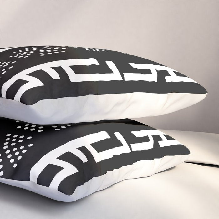 Abstract Black and White African Mud Cloth Design Pillow Sham Gallery Image 3