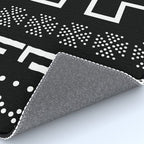 Abstract Black and White African Mud Cloth Design Rug Gallery Image 4