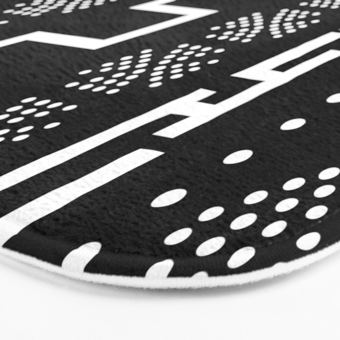 Abstract Black and White African Mud Cloth Design Bath Mat Gallery Image 3