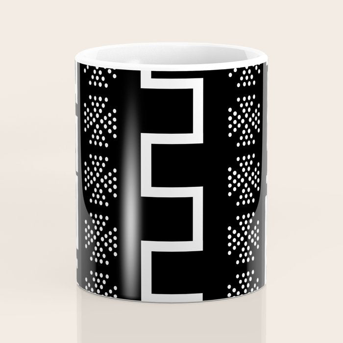Abstract Black and White African Mud Cloth Design Coffee Mug Gallery Image 4