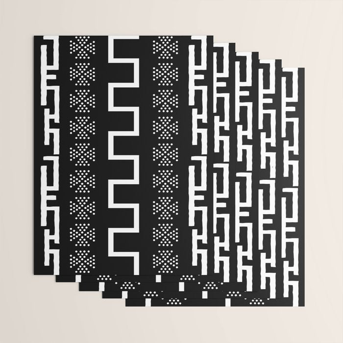 Abstract Black and White African Mud Cloth Design Wrapping Paper Gallery Image 3