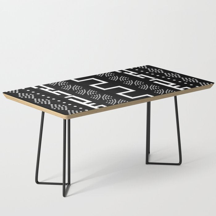 Abstract Black and White African Mud Cloth Design Coffee Table Gallery Image 1