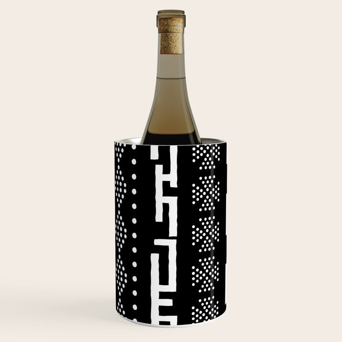 Abstract Black and White African Mud Cloth Design Wine Chiller Gallery Image 2