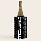 Abstract Black and White African Mud Cloth Design Wine Chiller Gallery Image 2