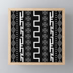 Abstract Black and White African Mud Cloth Design Mini Art Print Gallery Image 1