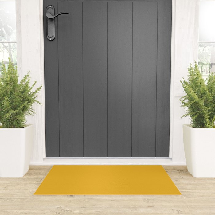 True Mustard Yellow Solid Welcome Mat Gallery Image 3