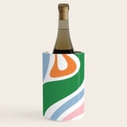 Retro Abstract New Groove Trippy Boho Pattern Green Baby Blue Orange Pink White Wine Chiller Gallery Image 3