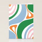 Retro Abstract New Groove Trippy Boho Pattern Green Baby Blue Orange Pink White Stationery Card Gallery Image 2