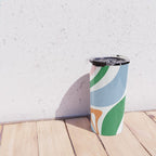 Retro Abstract New Groove Trippy Boho Pattern Green Baby Blue Orange Pink White Travel Mug Gallery Image 4