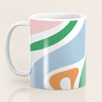 Retro Abstract New Groove Trippy Boho Pattern Green Baby Blue Orange Pink White Coffee Mug Gallery Image 3