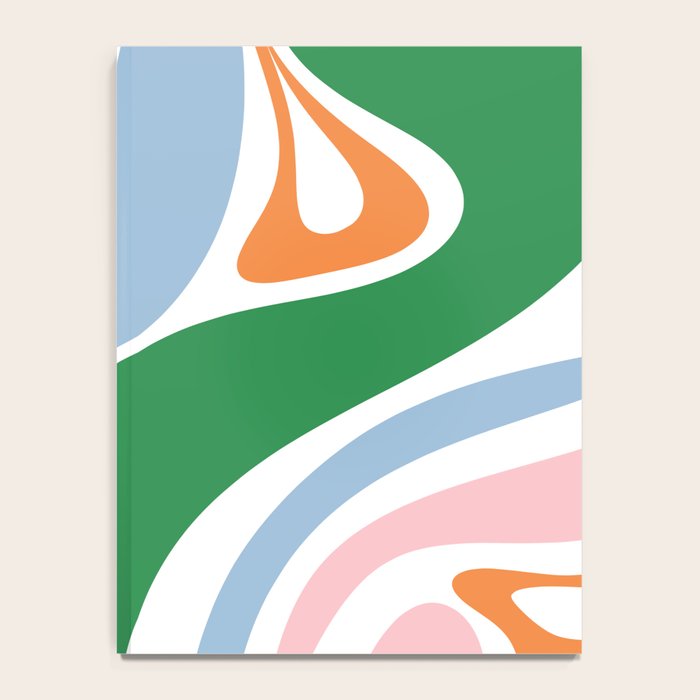Retro Abstract New Groove Trippy Boho Pattern Green Baby Blue Orange Pink White Notebook Gallery Image 4
