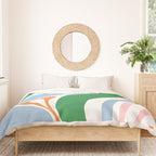 Retro Abstract New Groove Trippy Boho Pattern Green Baby Blue Orange Pink White Duvet Cover Gallery Image 3