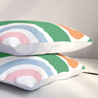Retro Abstract New Groove Trippy Boho Pattern Green Baby Blue Orange Pink White Pillow Sham Gallery Image 3