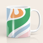 Retro Abstract New Groove Trippy Boho Pattern Green Baby Blue Orange Pink White Coffee Mug Gallery Image 1