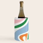 Retro Abstract New Groove Trippy Boho Pattern Green Baby Blue Orange Pink White Wine Chiller Gallery Image 2