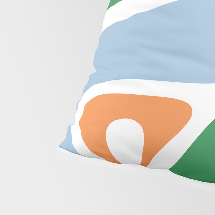 Retro Abstract New Groove Trippy Boho Pattern Green Baby Blue Orange Pink White Pillow Sham Gallery Image 4