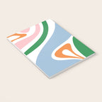 Retro Abstract New Groove Trippy Boho Pattern Green Baby Blue Orange Pink White Notebook Gallery Image 3