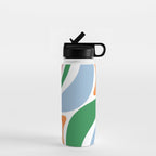 Retro Abstract New Groove Trippy Boho Pattern Green Baby Blue Orange Pink White Water Bottle Gallery Image 1