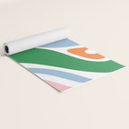 Retro Abstract New Groove Trippy Boho Pattern Green Baby Blue Orange Pink White Yoga Mat Gallery Image 2