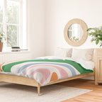 Retro Abstract New Groove Trippy Boho Pattern Green Baby Blue Orange Pink White Duvet Cover Gallery Image 2