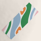 Retro Abstract New Groove Trippy Boho Pattern Green Baby Blue Orange Pink White Yoga Mat Gallery Image 1