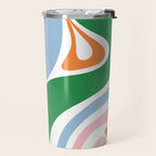 Retro Abstract New Groove Trippy Boho Pattern Green Baby Blue Orange Pink White Travel Mug Gallery Image 2