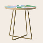 Retro Abstract New Groove Trippy Boho Pattern Green Baby Blue Orange Pink White Side Table Gallery Image 1