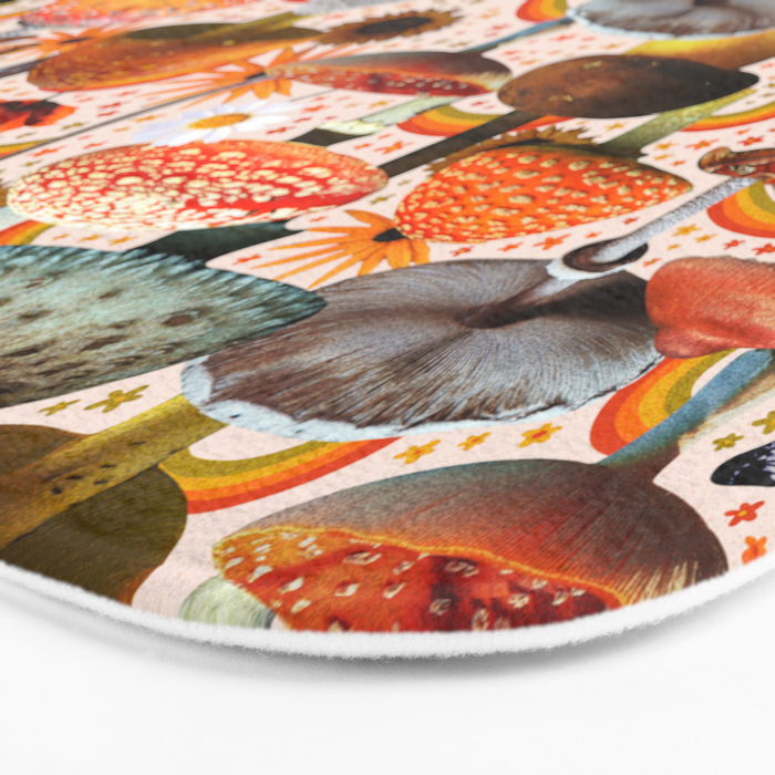 Mushroom Collage Print in Cream Bath Mat Gallery Image 3