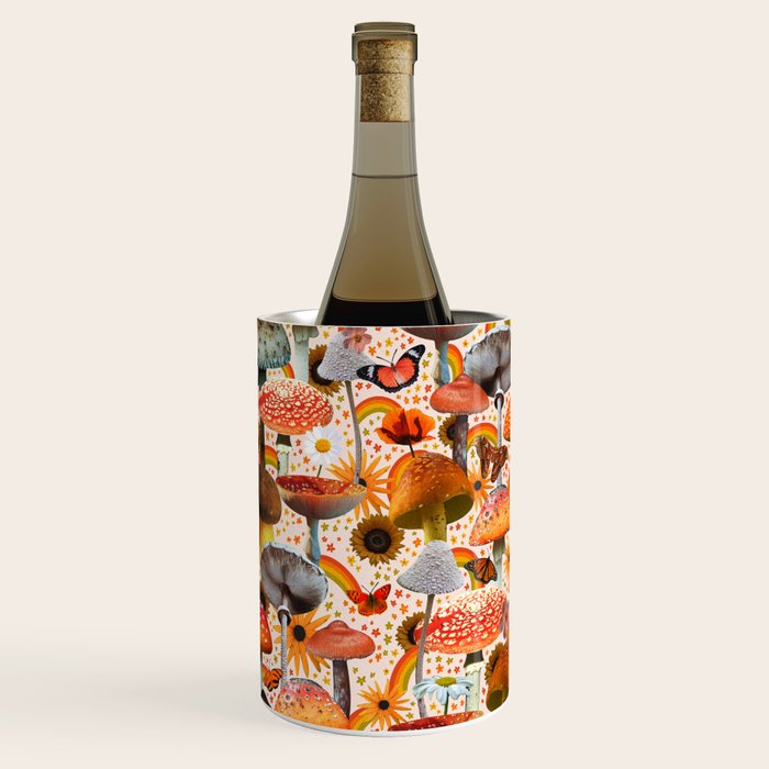 Mushroom Collage Print in Cream Wine Chiller Gallery Image 1