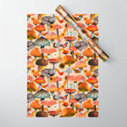 Mushroom Collage Print in Cream Wrapping Paper Gallery Image 1
