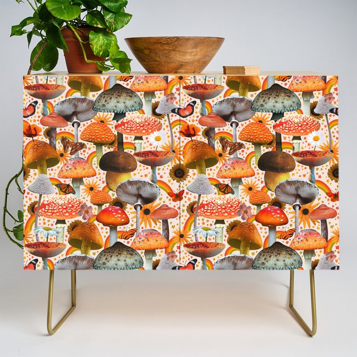 Mushroom Collage Print in Cream Credenza Gallery Image 1