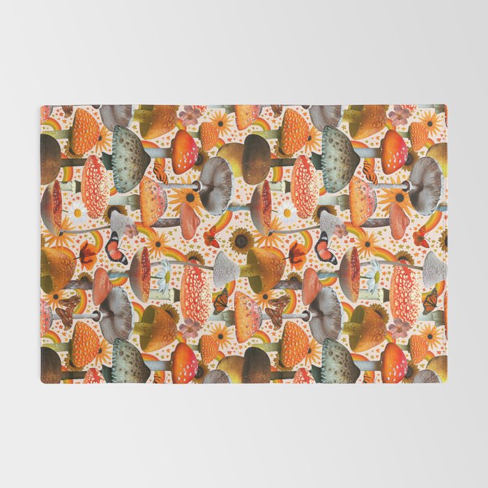 Mushroom Collage Print in Cream Rug Gallery Image 2