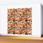 Mushroom Collage Print in Cream Wall Mural Gallery Image 2
