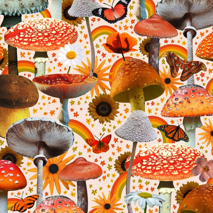 Mushroom Collage Print in Cream Coffee Mug Gallery Image 2