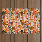 Mushroom Collage Print in Cream Outdoor Rug Gallery Image 1