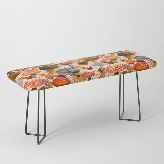 Mushroom Collage Print in Cream Bench Gallery Image 1