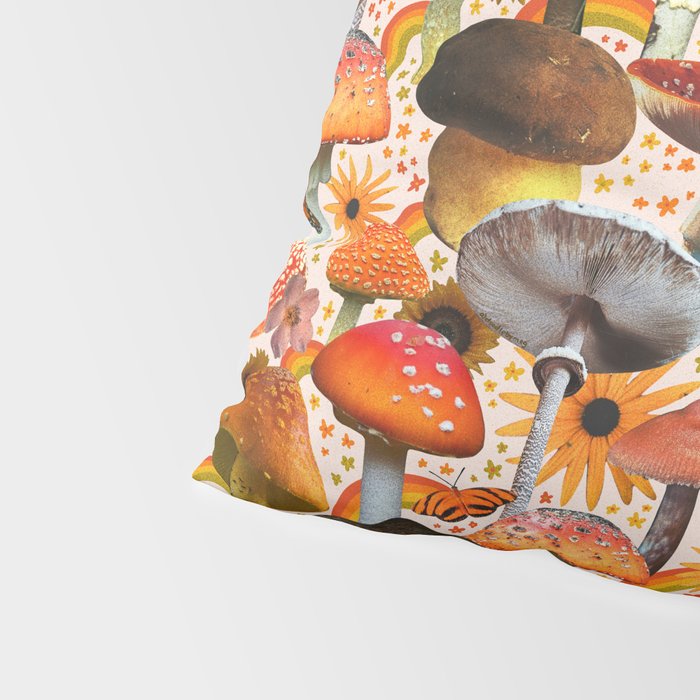 Mushroom Collage Print in Cream Pillow Sham Gallery Image 4