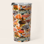 Mushroom Collage Print in Cream Travel Mug Gallery Image 3