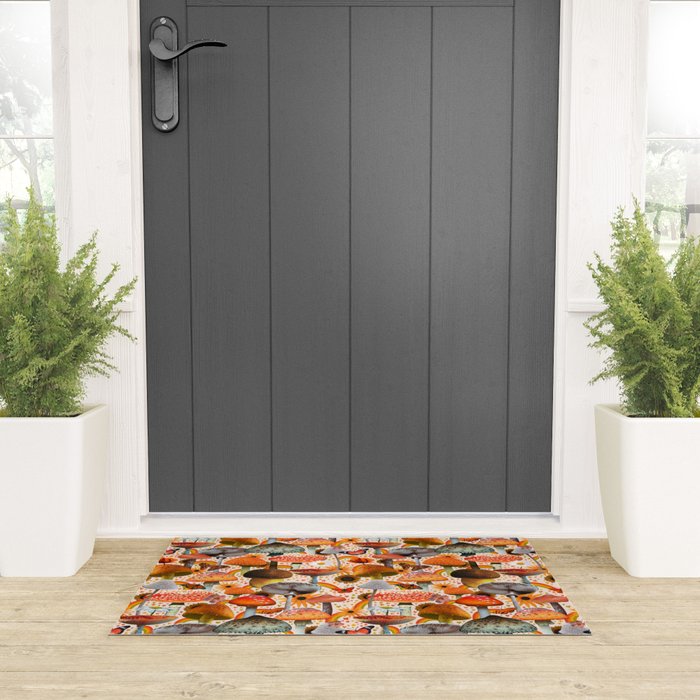Mushroom Collage Print in Cream Welcome Mat Gallery Image 3