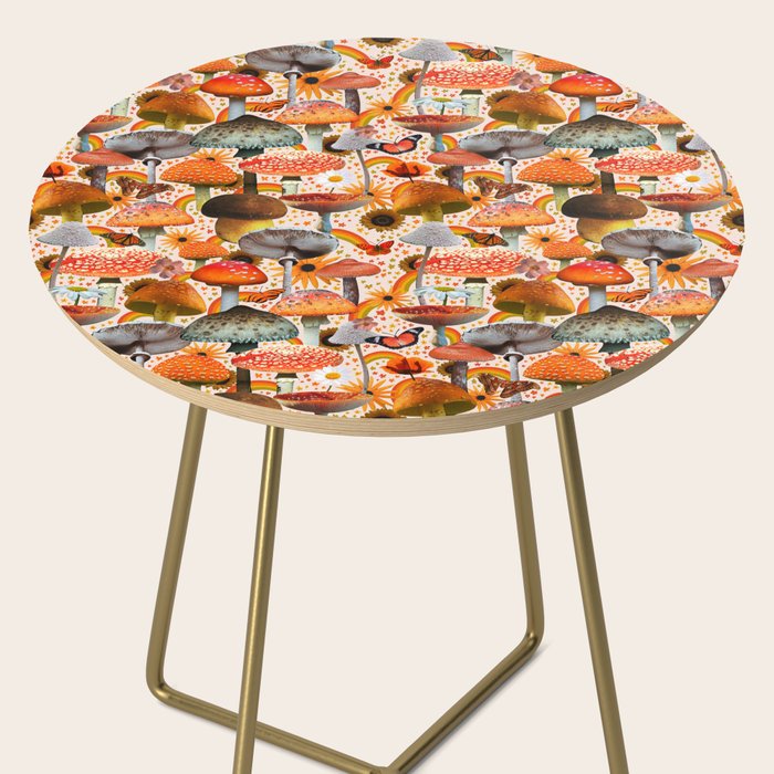 Mushroom Collage Print in Cream Side Table Gallery Image 2