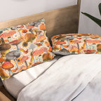 Mushroom Collage Print in Cream Pillow Sham Gallery Image 2