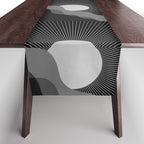 Abstraction_SUNRISE_SUNSET_BLACK_WHITE_MONO_POP_ART_0622A Table Runner Gallery Image 1