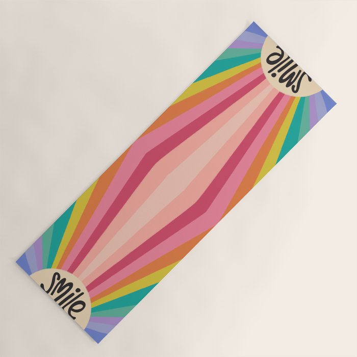 Smile - 70s Retro Sun Rainbow  Yoga Mat Gallery Image 1