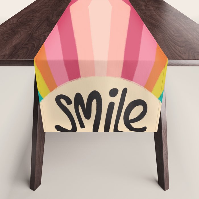 Smile - 70s Retro Sun Rainbow  Table Runner Gallery Image 1