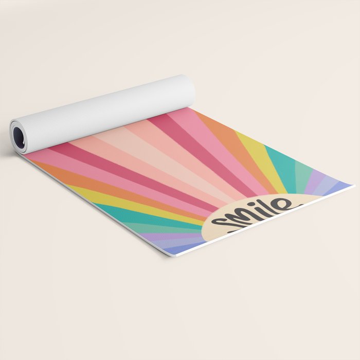 Smile - 70s Retro Sun Rainbow  Yoga Mat Gallery Image 2
