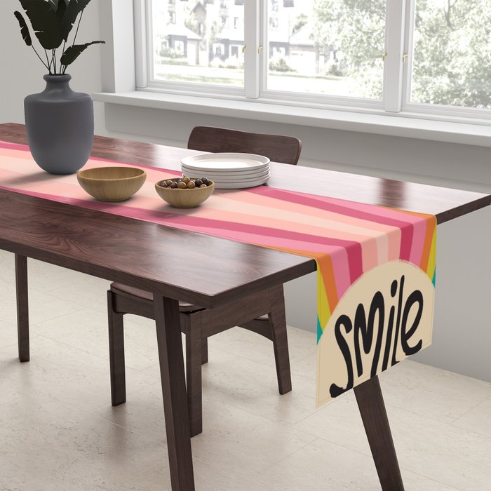 Smile - 70s Retro Sun Rainbow  Table Runner Gallery Image 2