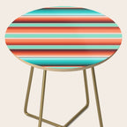 Teal Turquoise and Burnt Orange Southwest Serape Blanket Stripes Side Table Gallery Image 2