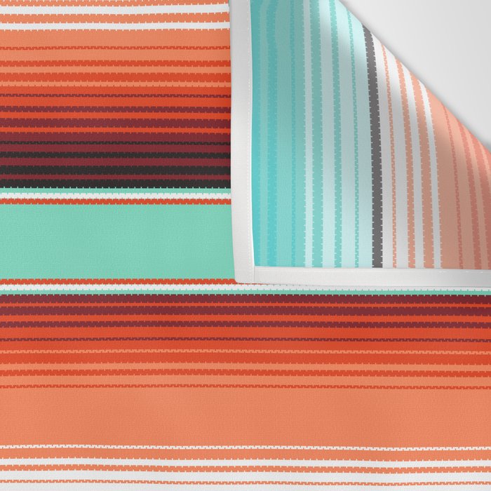Teal Turquoise and Burnt Orange Southwest Serape Blanket Stripes Wall Tapestry Gallery Image 3