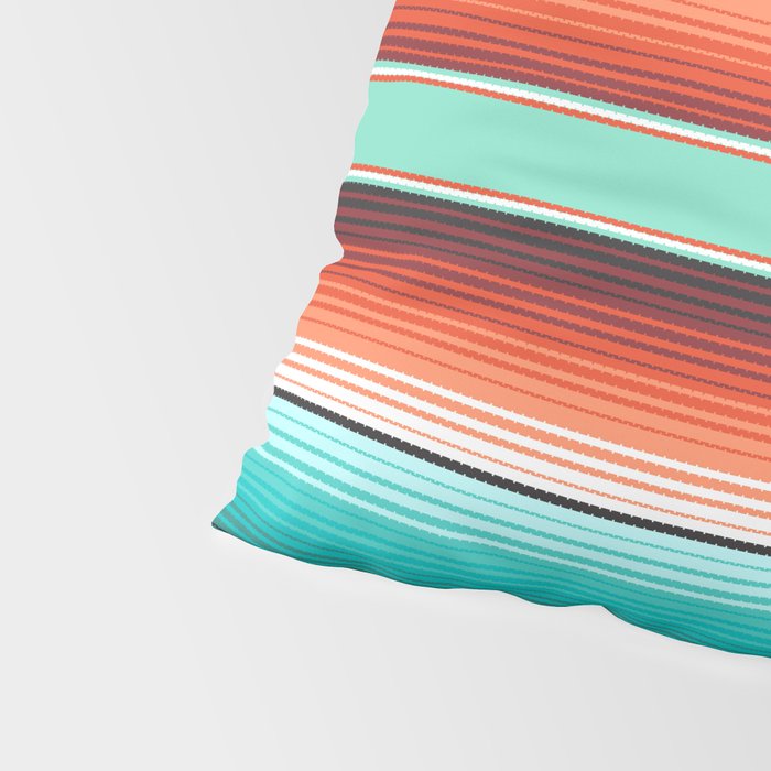 Teal Turquoise and Burnt Orange Southwest Serape Blanket Stripes Pillow Sham Gallery Image 4