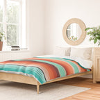 Teal Turquoise and Burnt Orange Southwest Serape Blanket Stripes Duvet Cover Gallery Image 2
